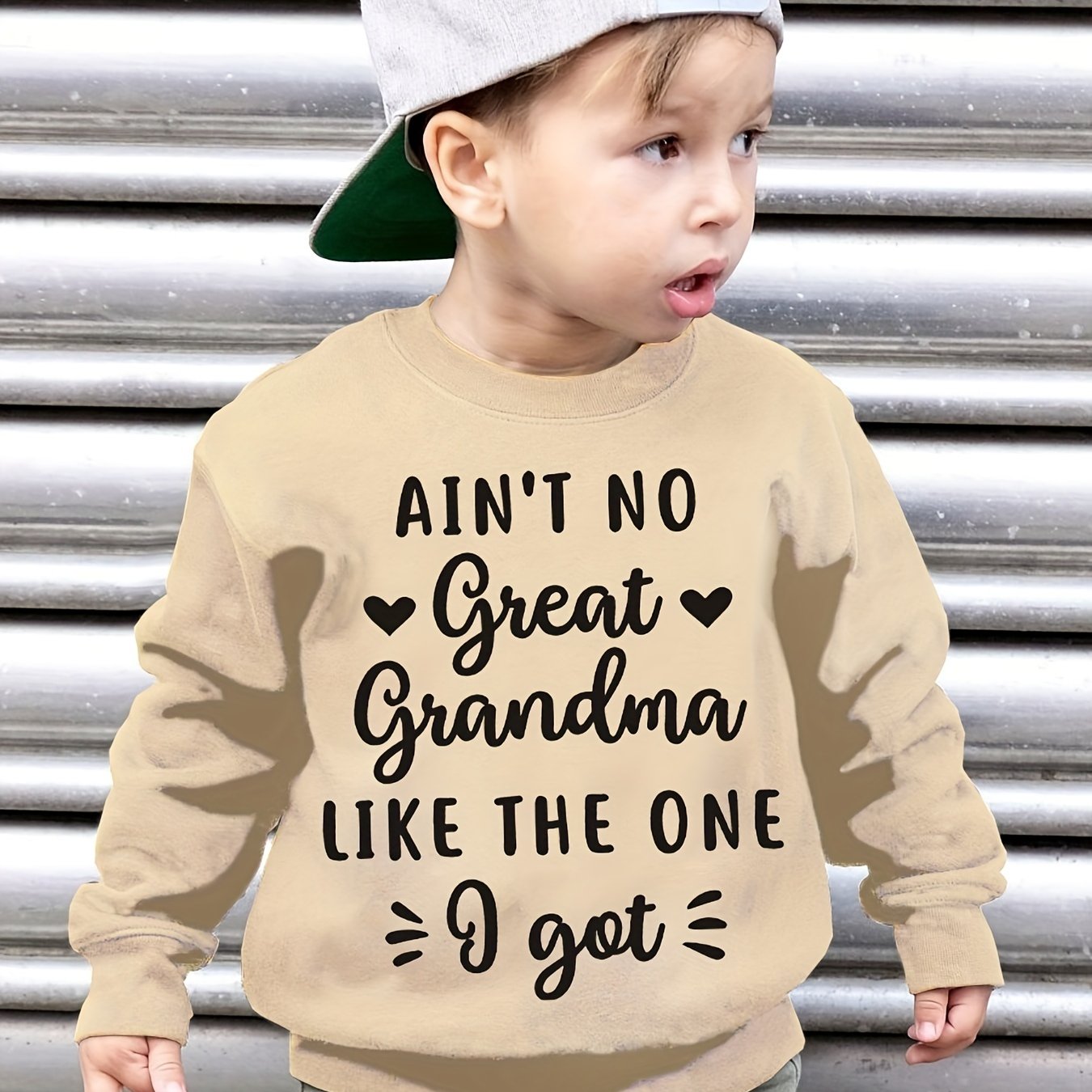 AIN'T NO GREAT GRANDMA LIKE THE ONE I GOT Print Crew Collar Sweatshirt, Cool Long Sleeve Sweatshirt For Boys, Boys Casual Creative Graphic Design Pullover, For Winter And Fall