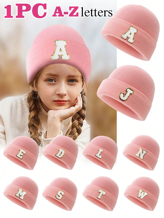 1pc Children's Letter Knitted Hat, Letter Fashion Multi-Color Optional Warm Beanie Hat Suitable For Boys And Girls Daily Outdoor Play.