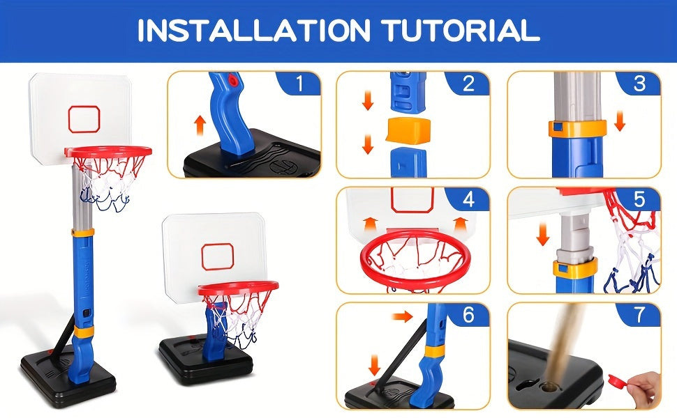 Toddler Basketball Hoop Indoor Outdoor: 2 In 1 Kids In Ground Pool Basketball Hoop, Adjustable Height Mini Basketball Goal Hoop Toys For Ages 3-8 Years Old Baby Boys Girls