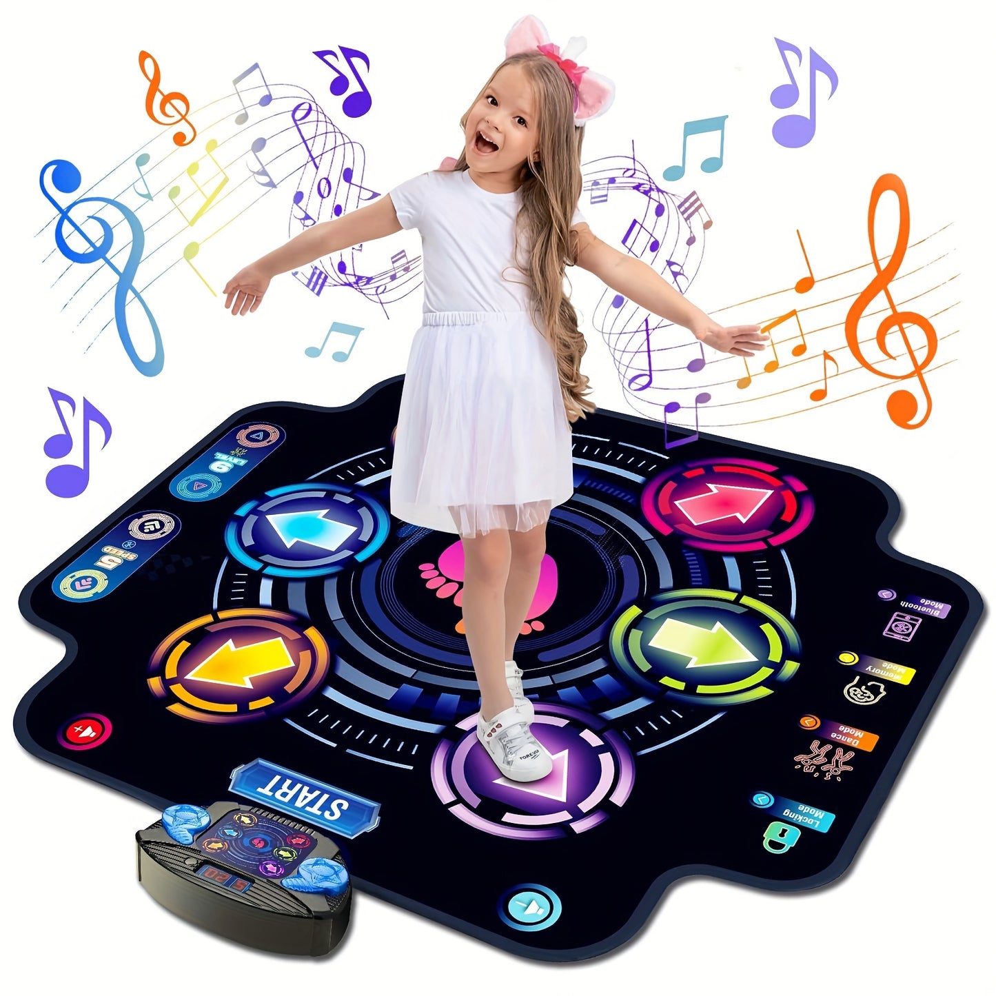 Dance Mat for Kids, Electronic Light-up Dance Pad with Wireless 5 Speeds 9 Levels, Dancing Mat for Toddlers Music Game Dance Toy for Girls Boys