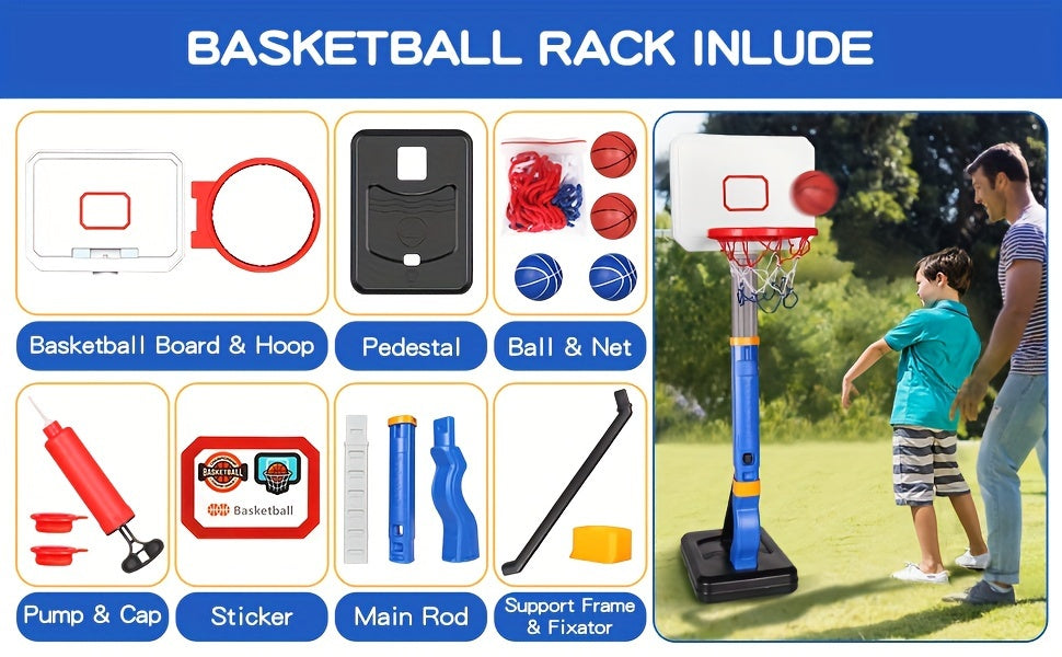 Toddler Basketball Hoop Indoor Outdoor: 2 In 1 Kids In Ground Pool Basketball Hoop, Adjustable Height Mini Basketball Goal Hoop Toys For Ages 3-8 Years Old Baby Boys Girls