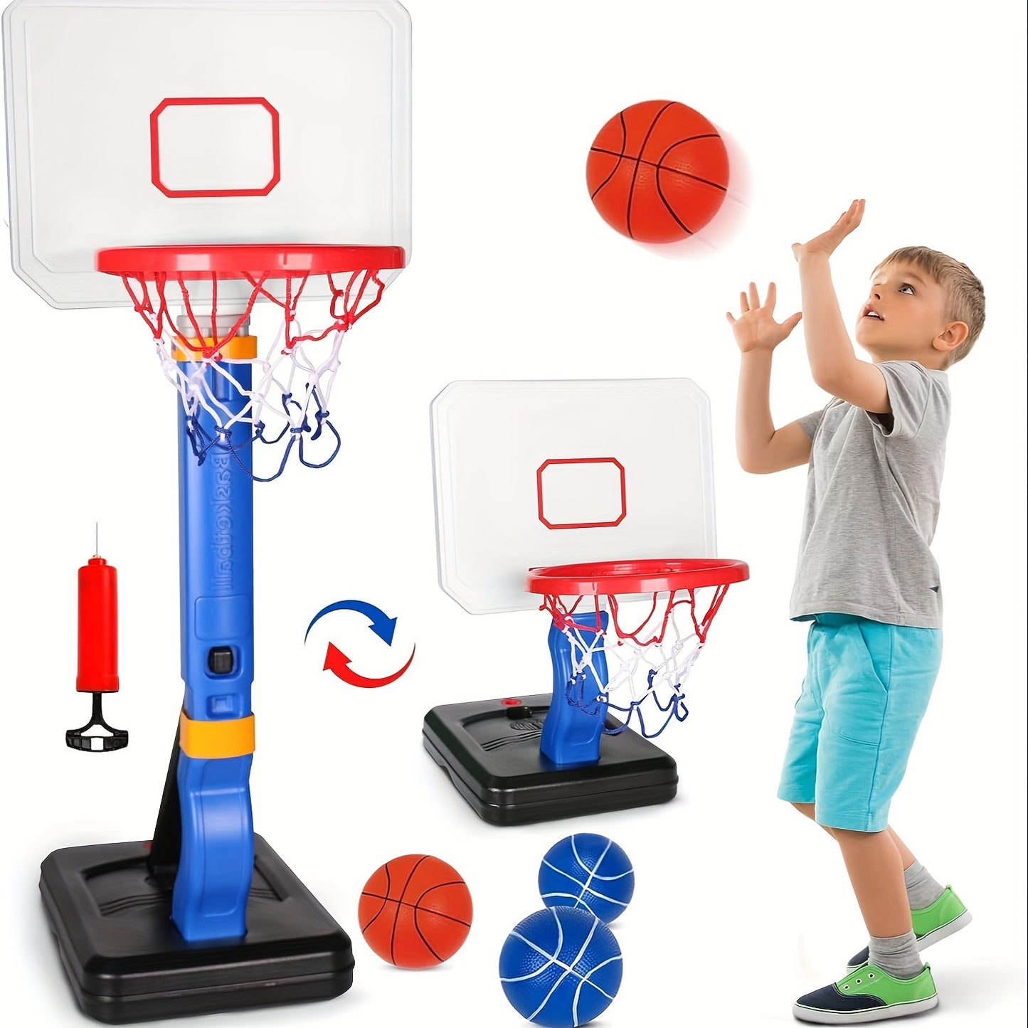 Toddler Basketball Hoop Indoor Outdoor: 2 In 1 Kids In Ground Pool Basketball Hoop, Adjustable Height Mini Basketball Goal Hoop Toys For Ages 3-8 Years Old Baby Boys Girls