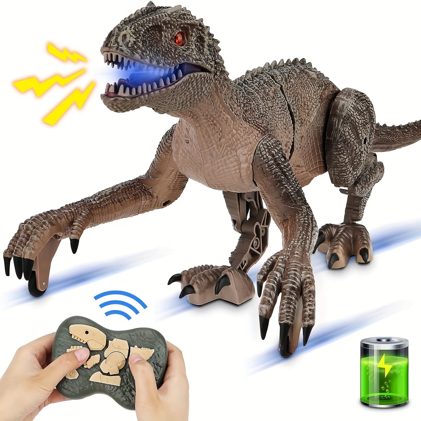 19" Remote Control Dinosaur Toys For Kids, 8CH Rechargeable Jurassic Velociraptor Toys Imitates Walking With Light & Roaring - Dinosaur Toys For Kids 4 5-7 8-12 Boys Christmas Birthday Gifts 2023