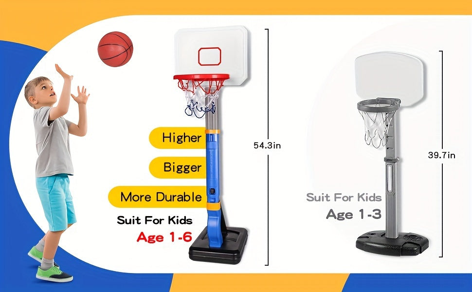 Toddler Basketball Hoop Indoor Outdoor: 2 In 1 Kids In Ground Pool Basketball Hoop, Adjustable Height Mini Basketball Goal Hoop Toys For Ages 3-8 Years Old Baby Boys Girls