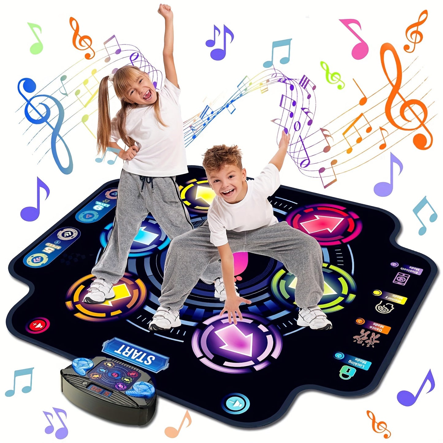 Dance Mat for Kids, Electronic Light-up Dance Pad with Wireless 5 Speeds 9 Levels, Dancing Mat for Toddlers Music Game Dance Toy for Girls Boys